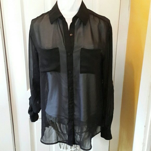 NWT Decree Sheer Black Shirt - Picture 2 of 8